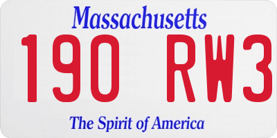 MA license plate 190RW3