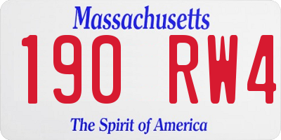 MA license plate 190RW4