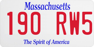 MA license plate 190RW5