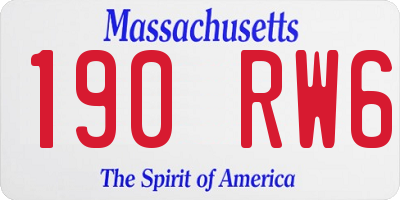 MA license plate 190RW6