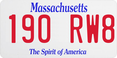 MA license plate 190RW8
