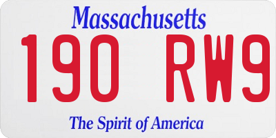 MA license plate 190RW9
