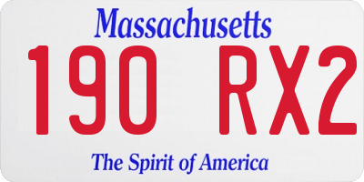 MA license plate 190RX2