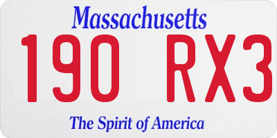 MA license plate 190RX3