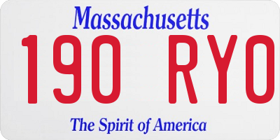 MA license plate 190RY0
