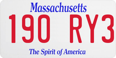 MA license plate 190RY3