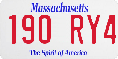 MA license plate 190RY4