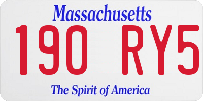 MA license plate 190RY5