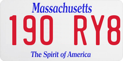 MA license plate 190RY8