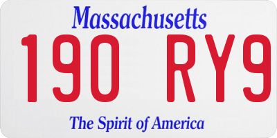 MA license plate 190RY9