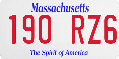 MA license plate 190RZ6