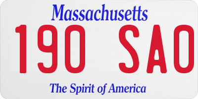MA license plate 190SA0