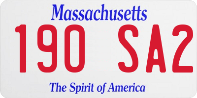 MA license plate 190SA2