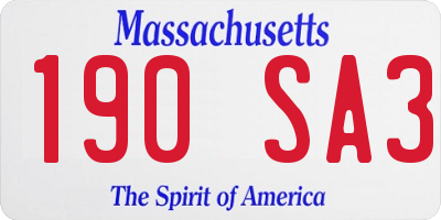 MA license plate 190SA3