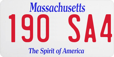 MA license plate 190SA4