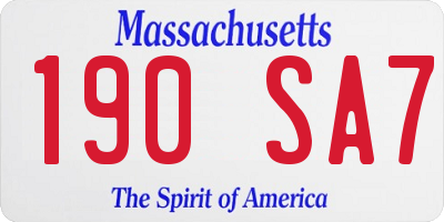 MA license plate 190SA7