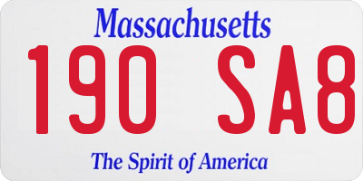 MA license plate 190SA8