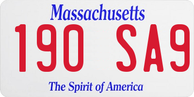 MA license plate 190SA9