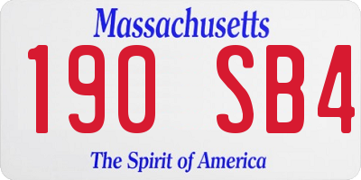 MA license plate 190SB4