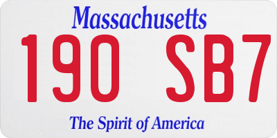 MA license plate 190SB7