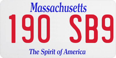 MA license plate 190SB9