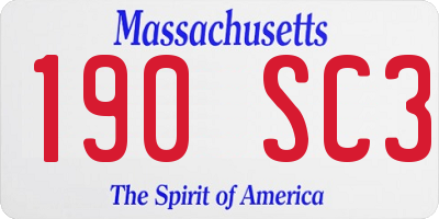MA license plate 190SC3