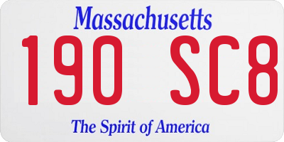 MA license plate 190SC8