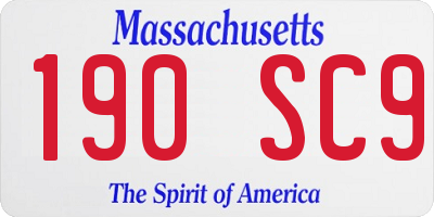 MA license plate 190SC9