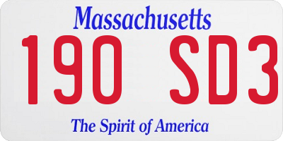 MA license plate 190SD3