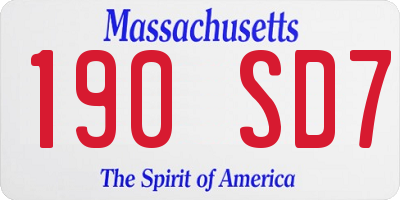 MA license plate 190SD7
