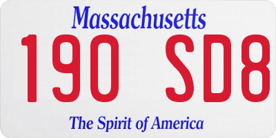 MA license plate 190SD8