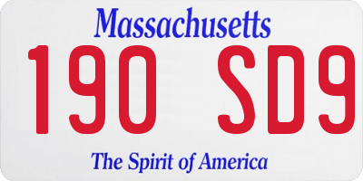 MA license plate 190SD9