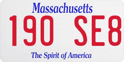 MA license plate 190SE8