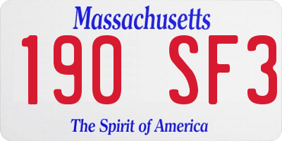 MA license plate 190SF3