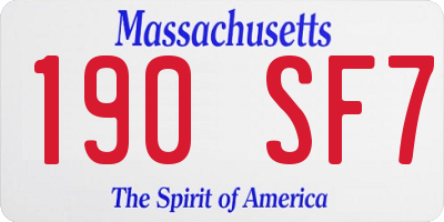 MA license plate 190SF7