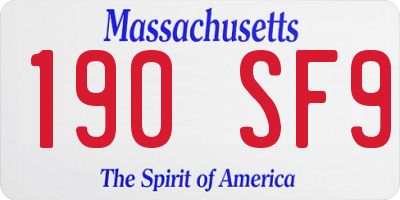 MA license plate 190SF9