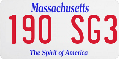 MA license plate 190SG3