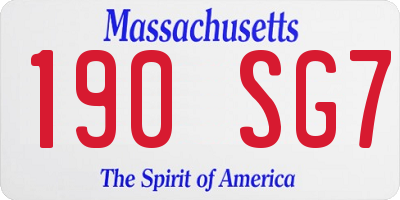 MA license plate 190SG7