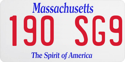 MA license plate 190SG9
