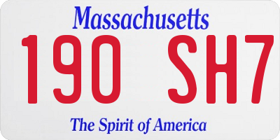 MA license plate 190SH7