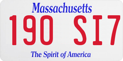 MA license plate 190SI7