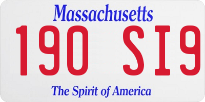 MA license plate 190SI9