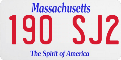 MA license plate 190SJ2