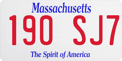 MA license plate 190SJ7