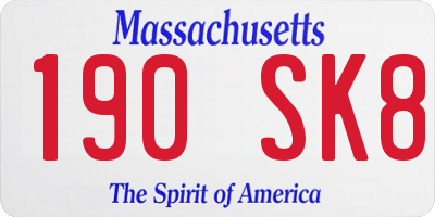 MA license plate 190SK8