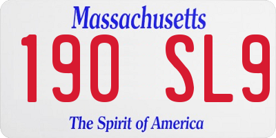 MA license plate 190SL9