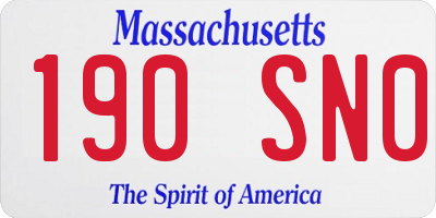 MA license plate 190SN0