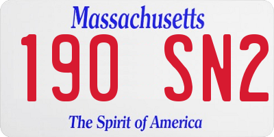 MA license plate 190SN2