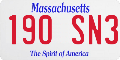 MA license plate 190SN3