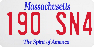 MA license plate 190SN4